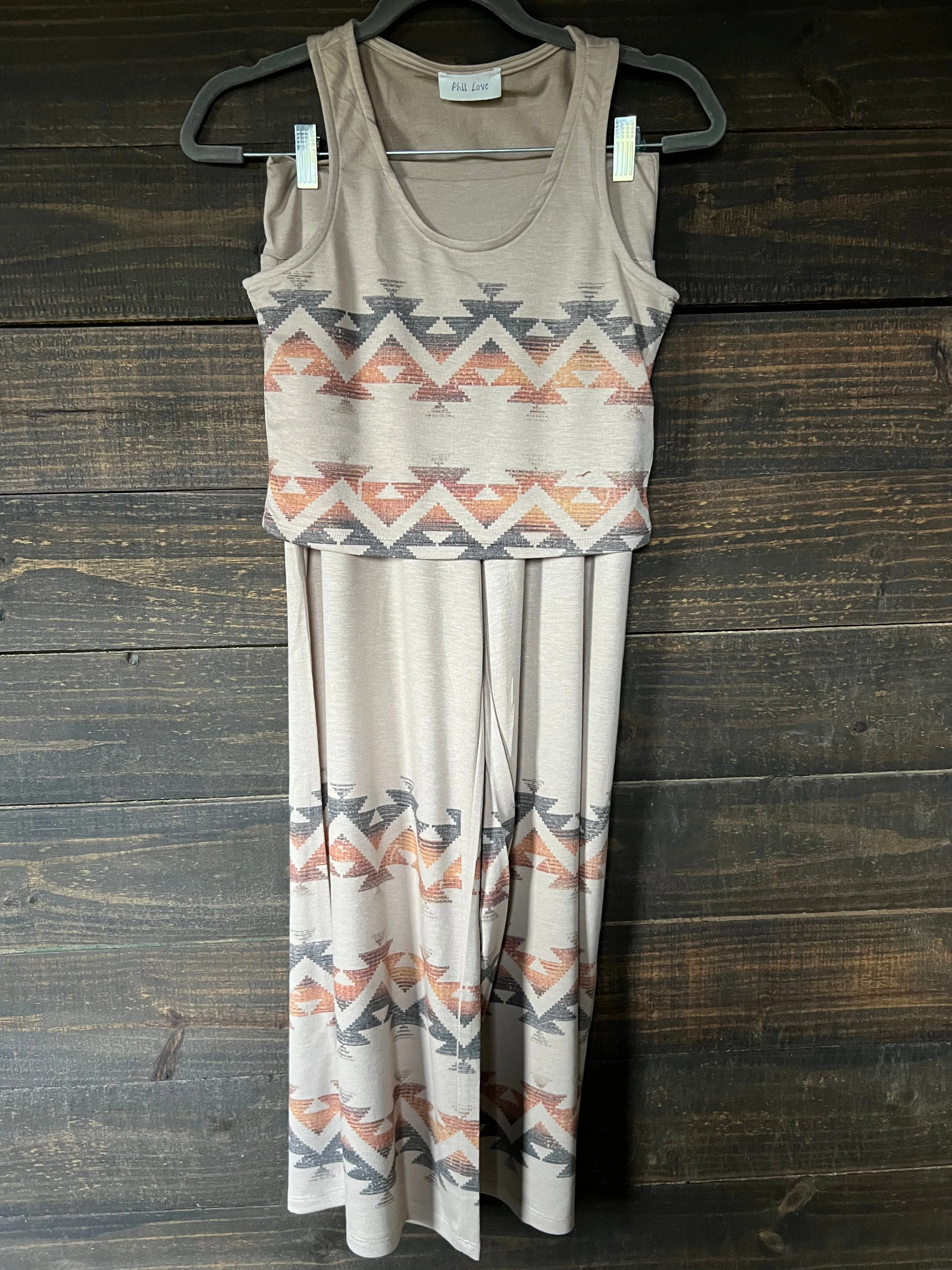 122315 AZTEC PRINT CROP AND LOUNGE SET