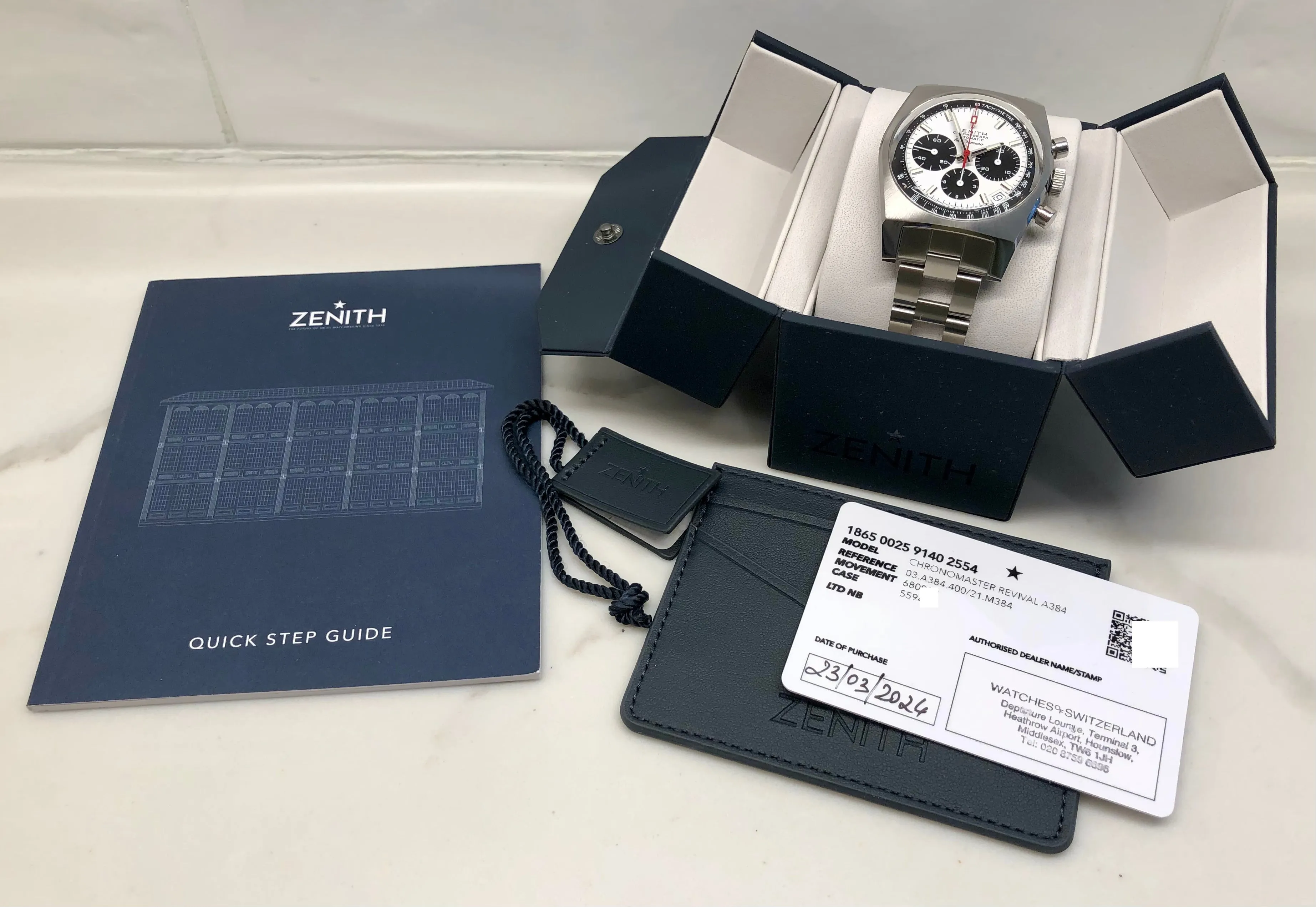 2024 Zenith El Primero Chronomaster Revival A384 03.A384.400/21/M384 Wristwatch with Box and Papers