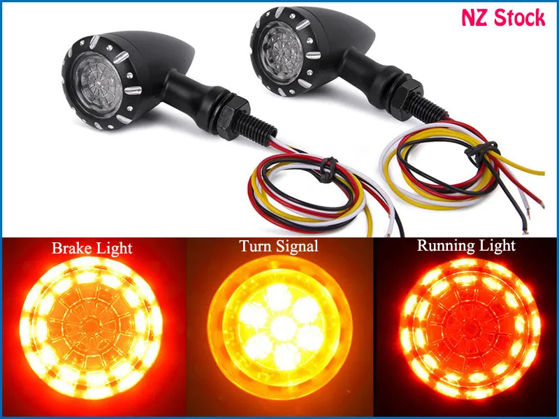 2pcs Bullet LED Turn Signal Blinker Indicators Harley Bobber Chopper