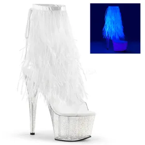 ADORE-1017MFF  Clear-White Marabou/Clear-Glitter
