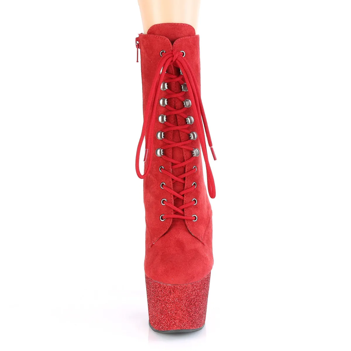 ADORE-1020FSMG  Red Faux Suede/Red Multi Mini Glitter