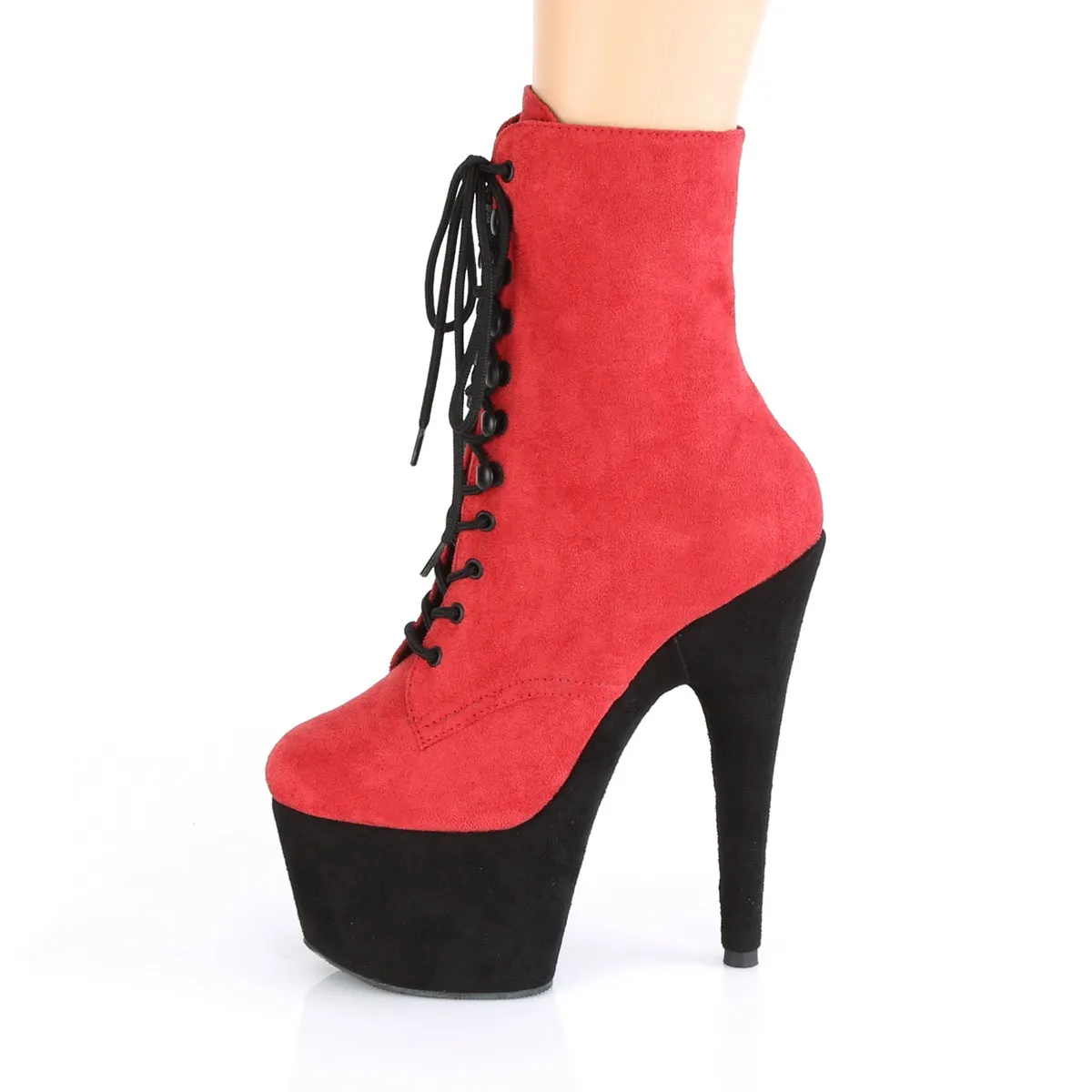 ADORE-1020FSTT  Red Faux Suede/Black Faux Suede