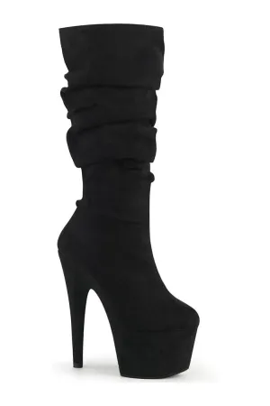 ADORE-1061 Exotic Knee Boot | Black Faux Suede