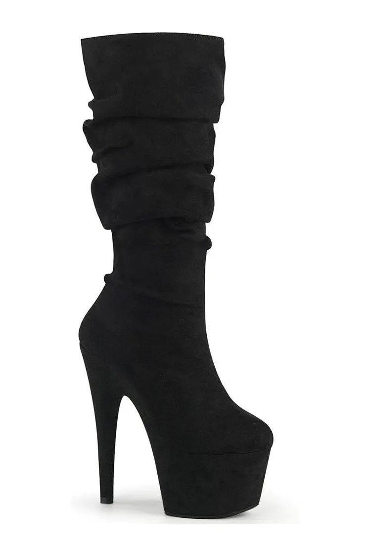 ADORE-1061 Exotic Knee Boot | Black Faux Suede