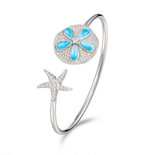 Alamea Sand Dollar Flexible Bangle with Larimar
