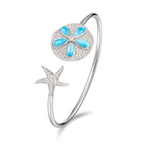 Alamea Sand Dollar Flexible Bangle with Larimar
