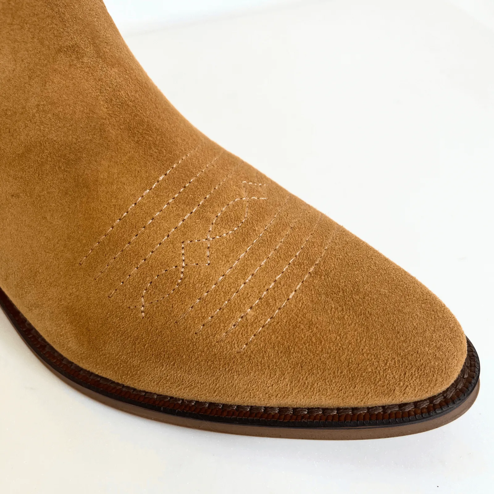 Alpe Western Style Leather Suede Boots - Tan