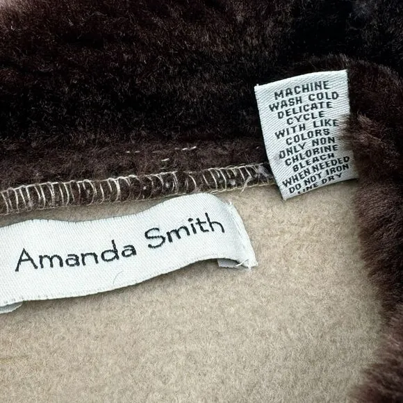 AMANDA SMITH Women's One Size tan cape cloak poncho winter holiday faux fur trim