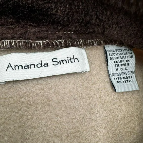 AMANDA SMITH Women's One Size tan cape cloak poncho winter holiday faux fur trim