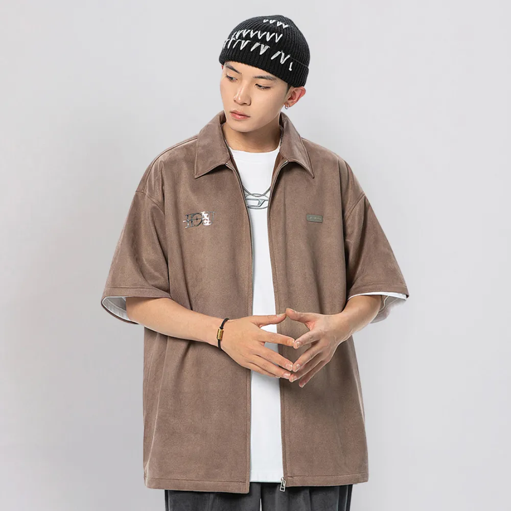 American Suede Reflective Lettering Shirt