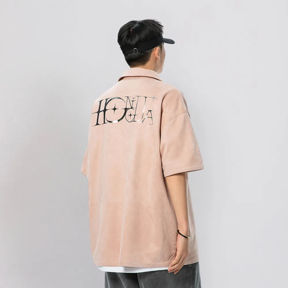 American Suede Reflective Lettering Shirt