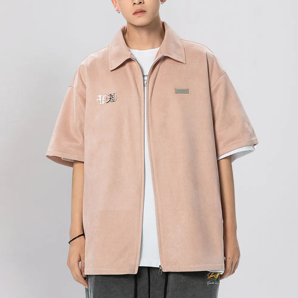 American Suede Reflective Lettering Shirt