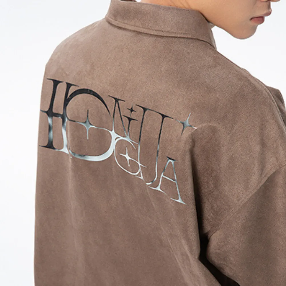 American Suede Reflective Lettering Shirt