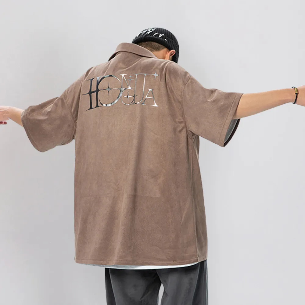 American Suede Reflective Lettering Shirt