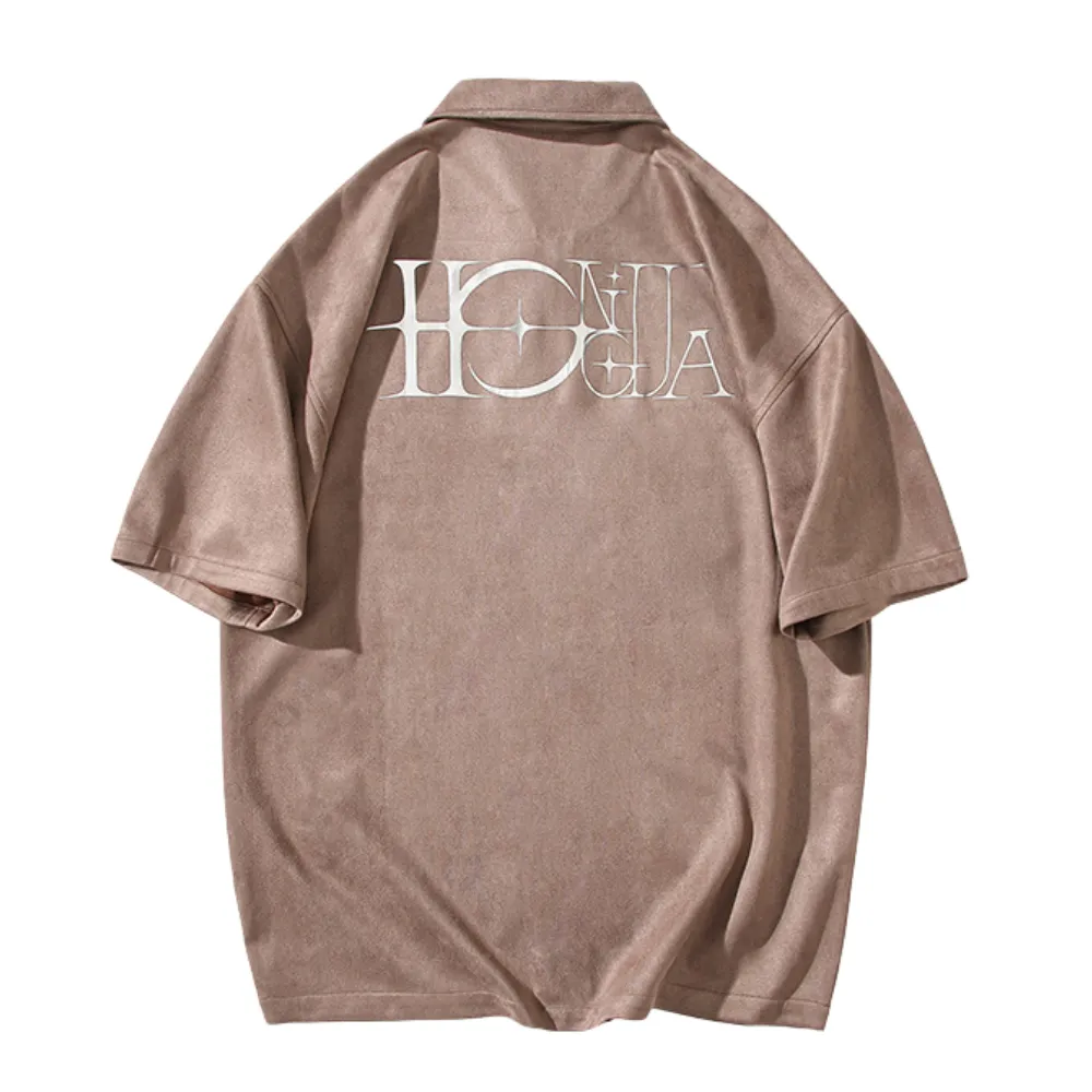 American Suede Reflective Lettering Shirt