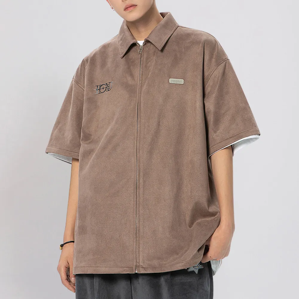 American Suede Reflective Lettering Shirt