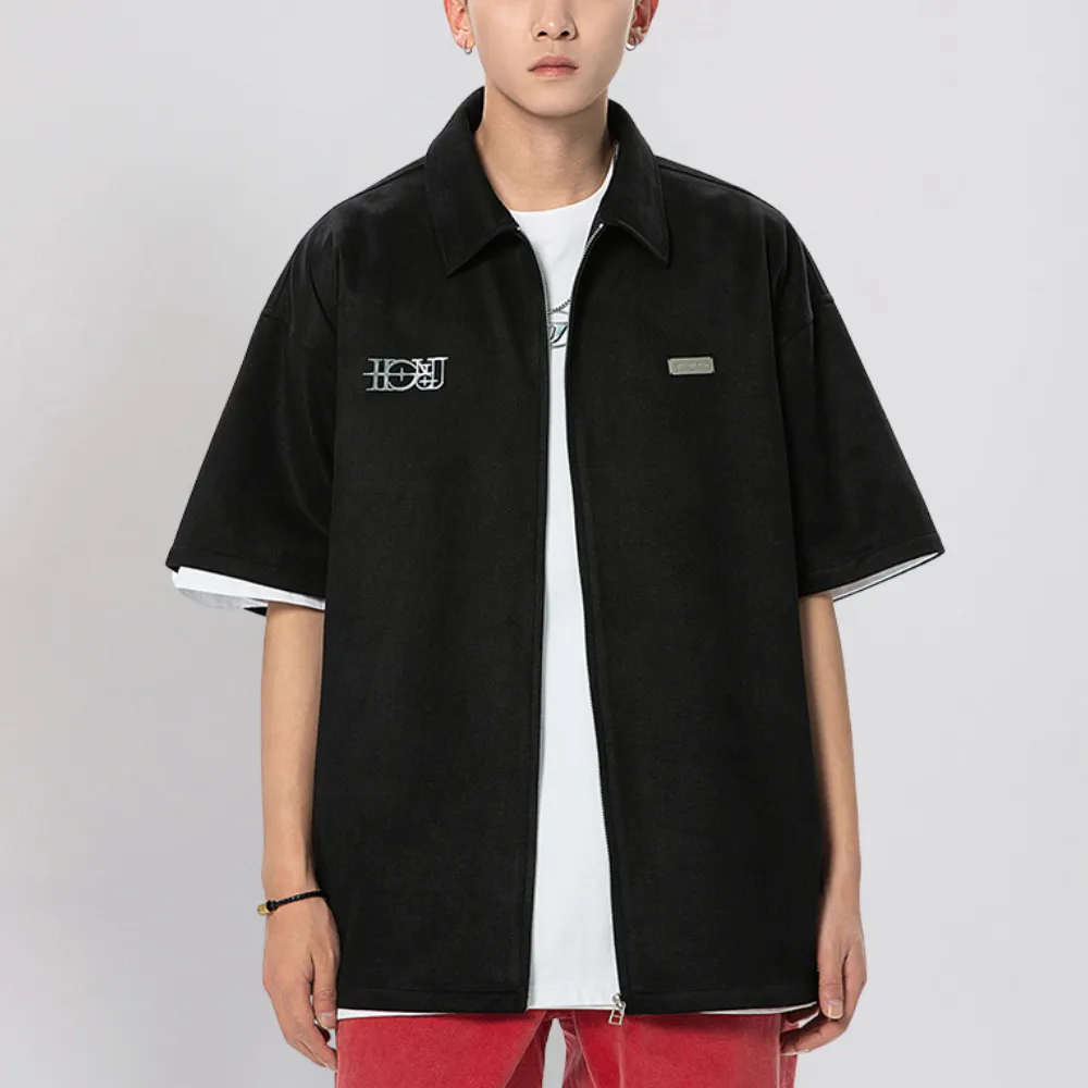 American Suede Reflective Lettering Shirt