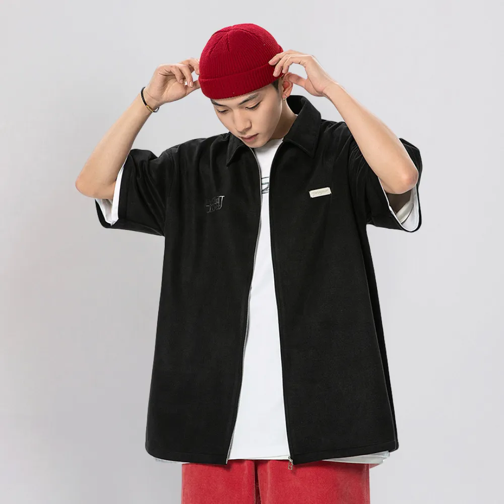 American Suede Reflective Lettering Shirt