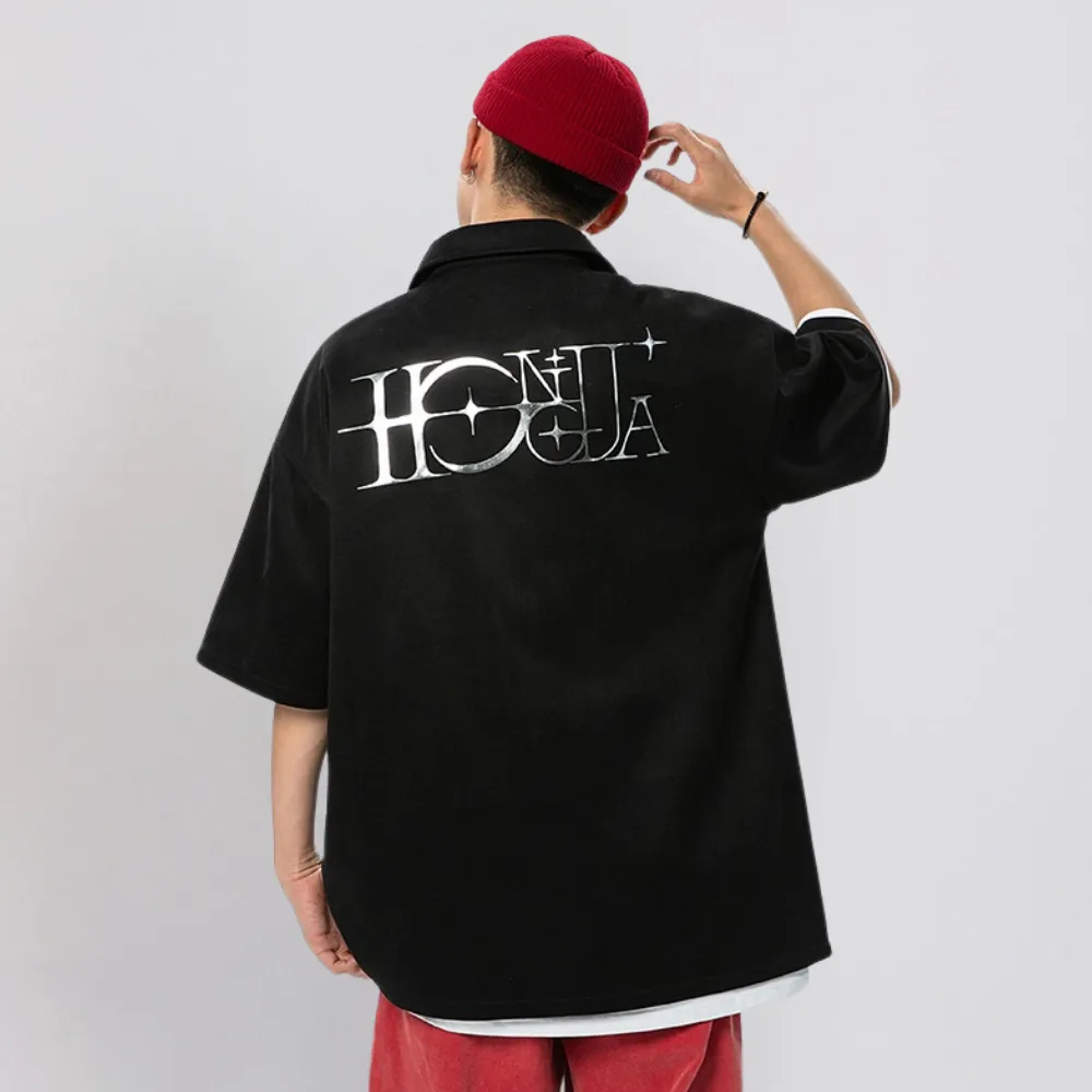 American Suede Reflective Lettering Shirt