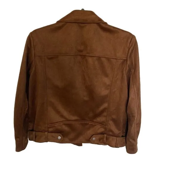 Anthropologie Faux Suede Brown Biker - Moto Jacket XS/P  New with Tags