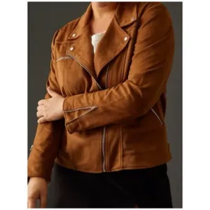 Anthropologie Faux Suede Brown Biker - Moto Jacket XS/P  New with Tags