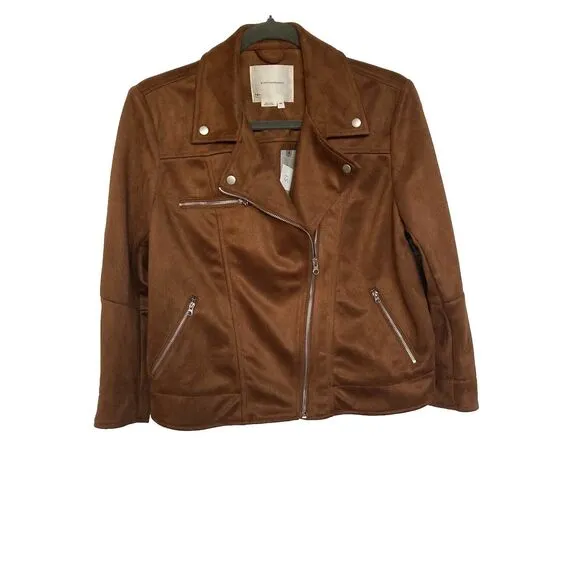 Anthropologie Faux Suede Brown Biker - Moto Jacket XS/P  New with Tags