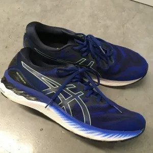 Asics Gel Nimbus 23 Mens size 14 Blue Green Running Shoe Sneaker Style 1011B004