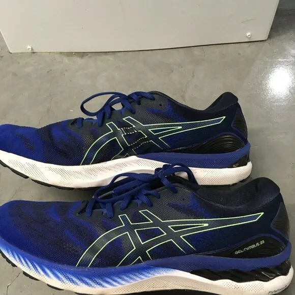 Asics Gel Nimbus 23 Mens size 14 Blue Green Running Shoe Sneaker Style 1011B004