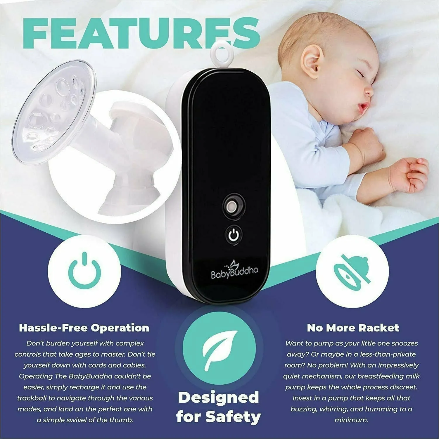 BabyBuddha Double and Single Maximum Strength Battery Powered Electric Breast Pump - UK Stock - 320 mmHg
