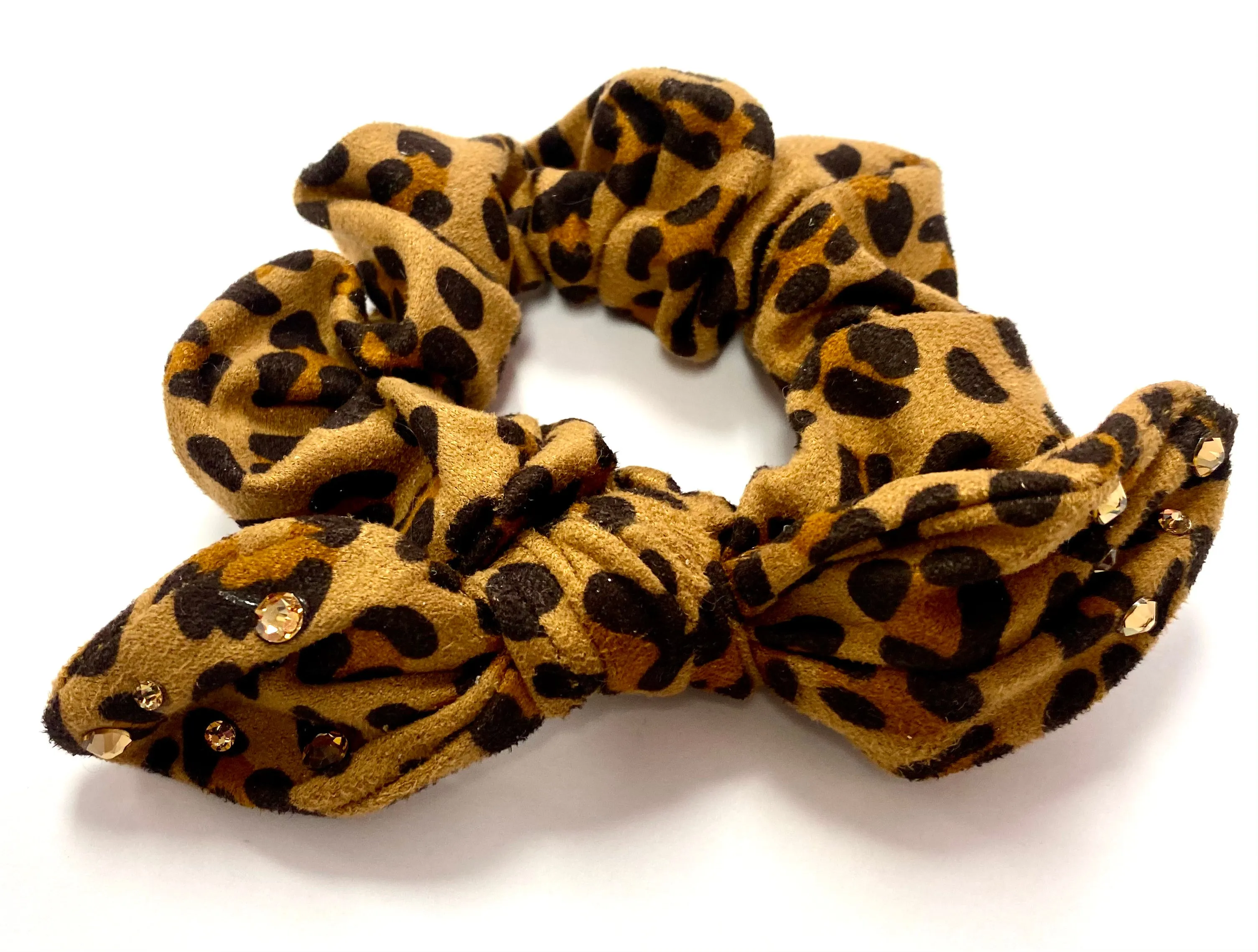 Bari Lynn Animal Print Suede Scrunchie with Swarovski Crystals