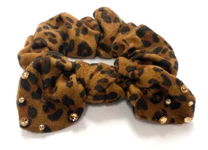 Bari Lynn Animal Print Suede Scrunchie with Swarovski Crystals