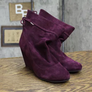 BCBGeneration Womens Suede Wedge Heel WESSY Slouch Boots Dark Plum Purple 7M