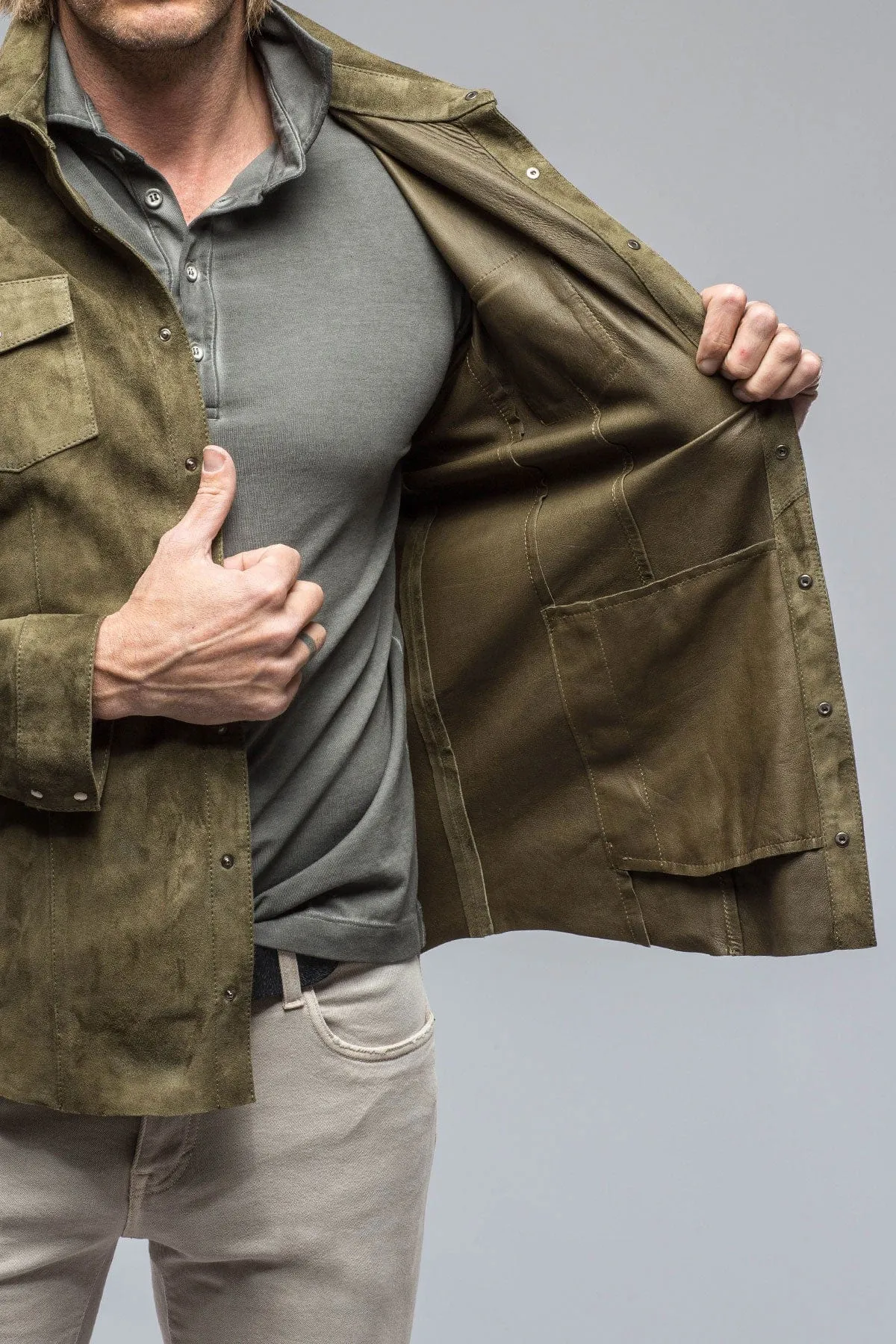 Bello Suede Shirt In Verde