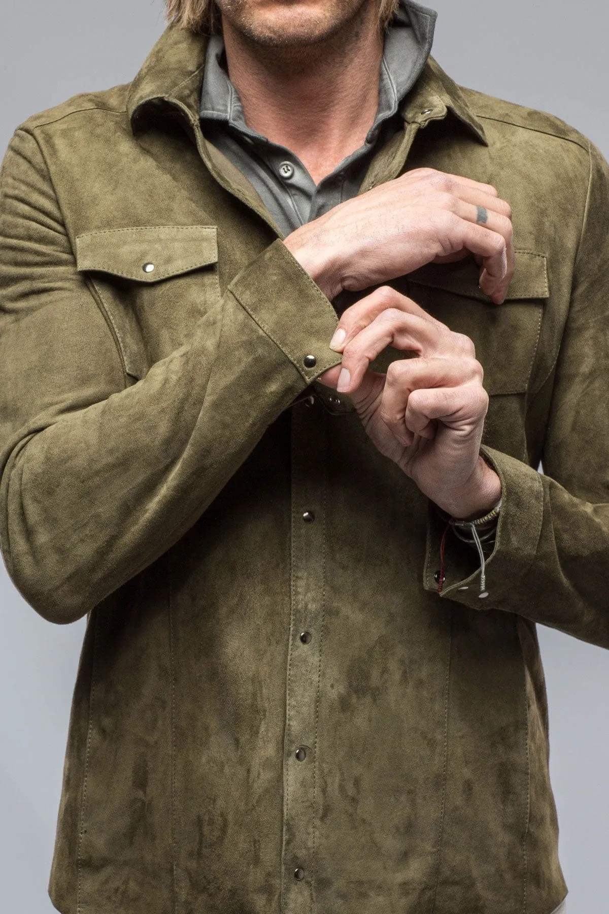 Bello Suede Shirt In Verde