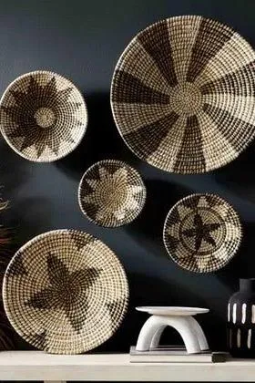 Black Aztec Woven Basket Wall Decor