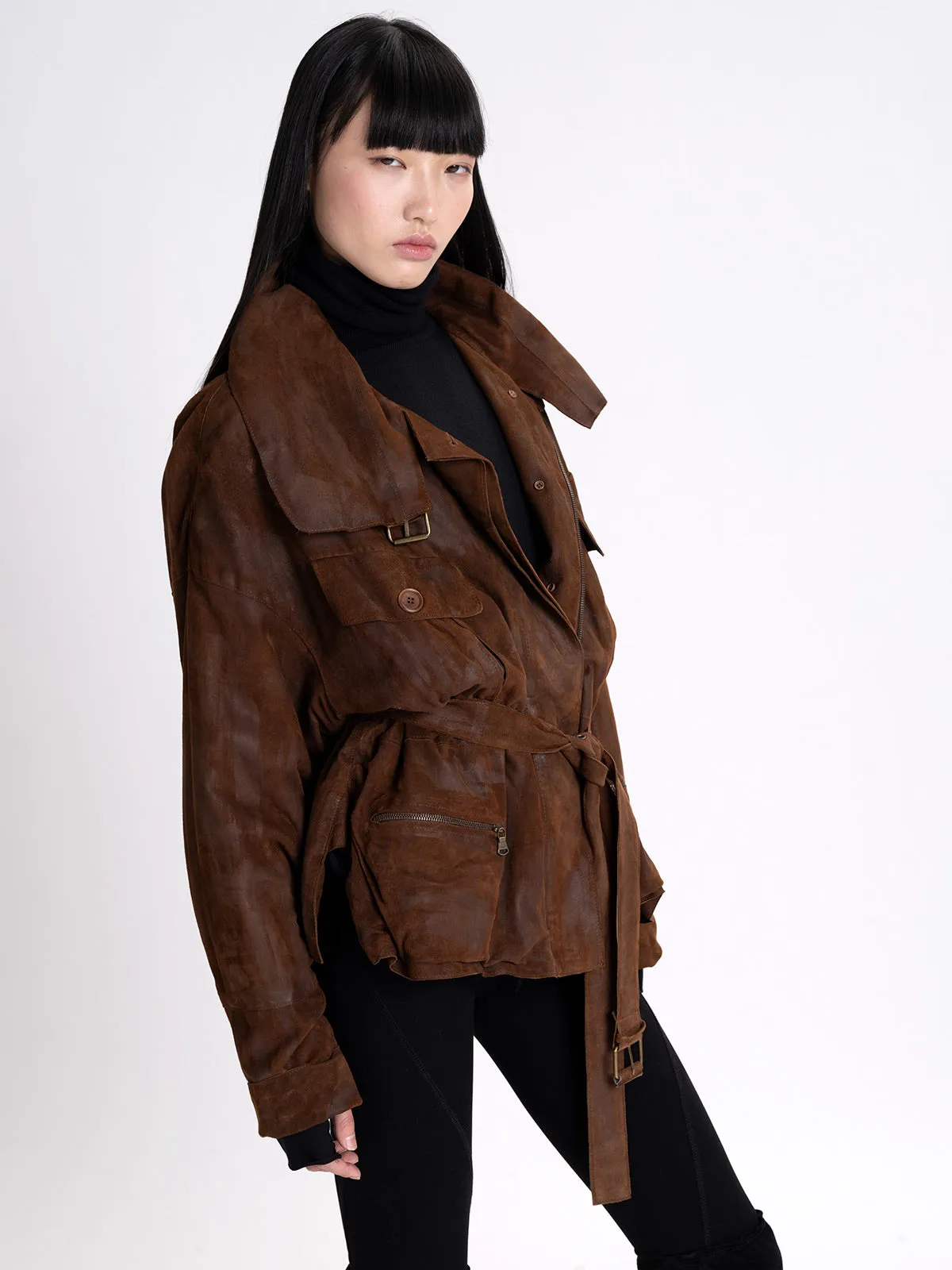 Blousoned Waxed Suede Jacket