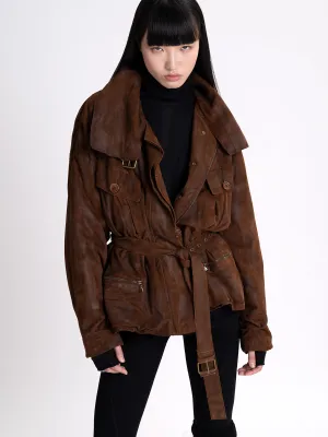 Blousoned Waxed Suede Jacket