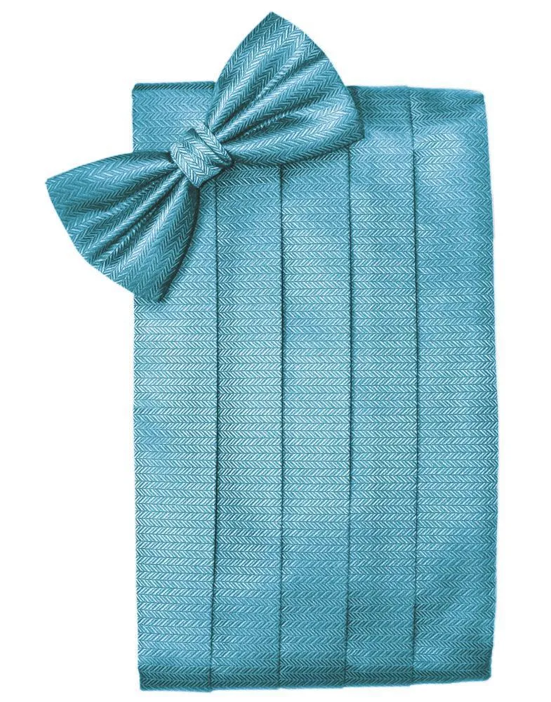 Blue Ice Herringbone Kids Cummerbund
