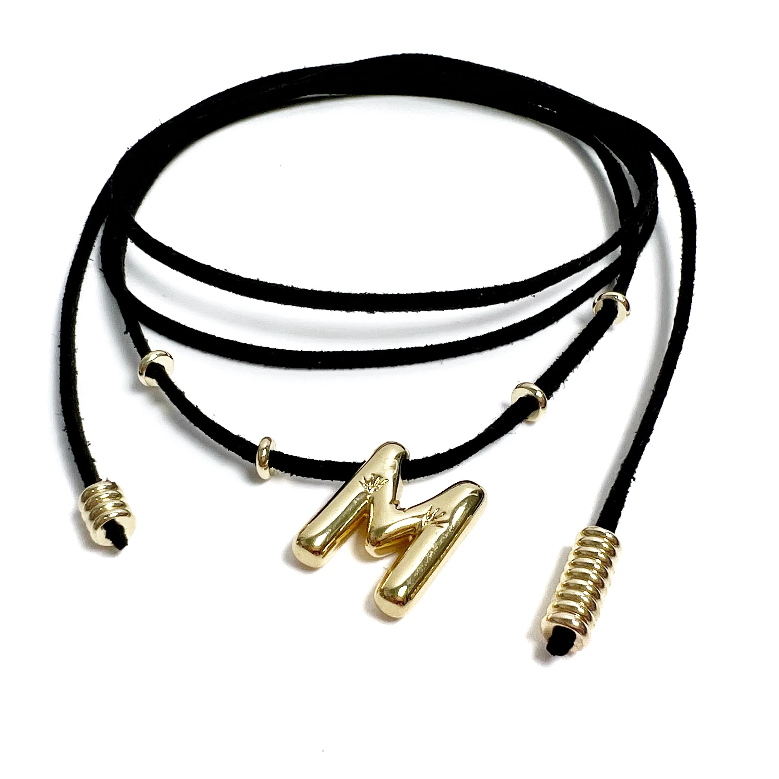 Bubble Initial in Leather Cord
