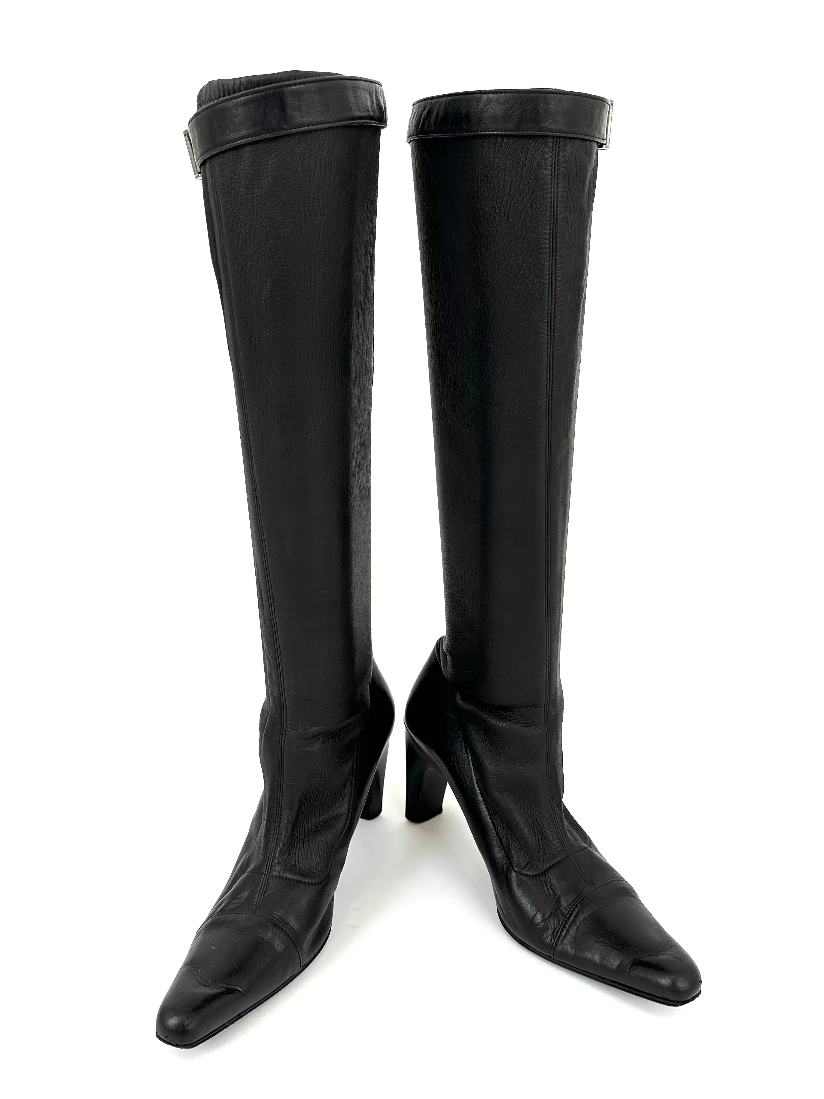 Chanel Leather Moto Sock Boots