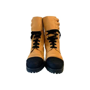 Chanel Tan Logo Toe Boots
