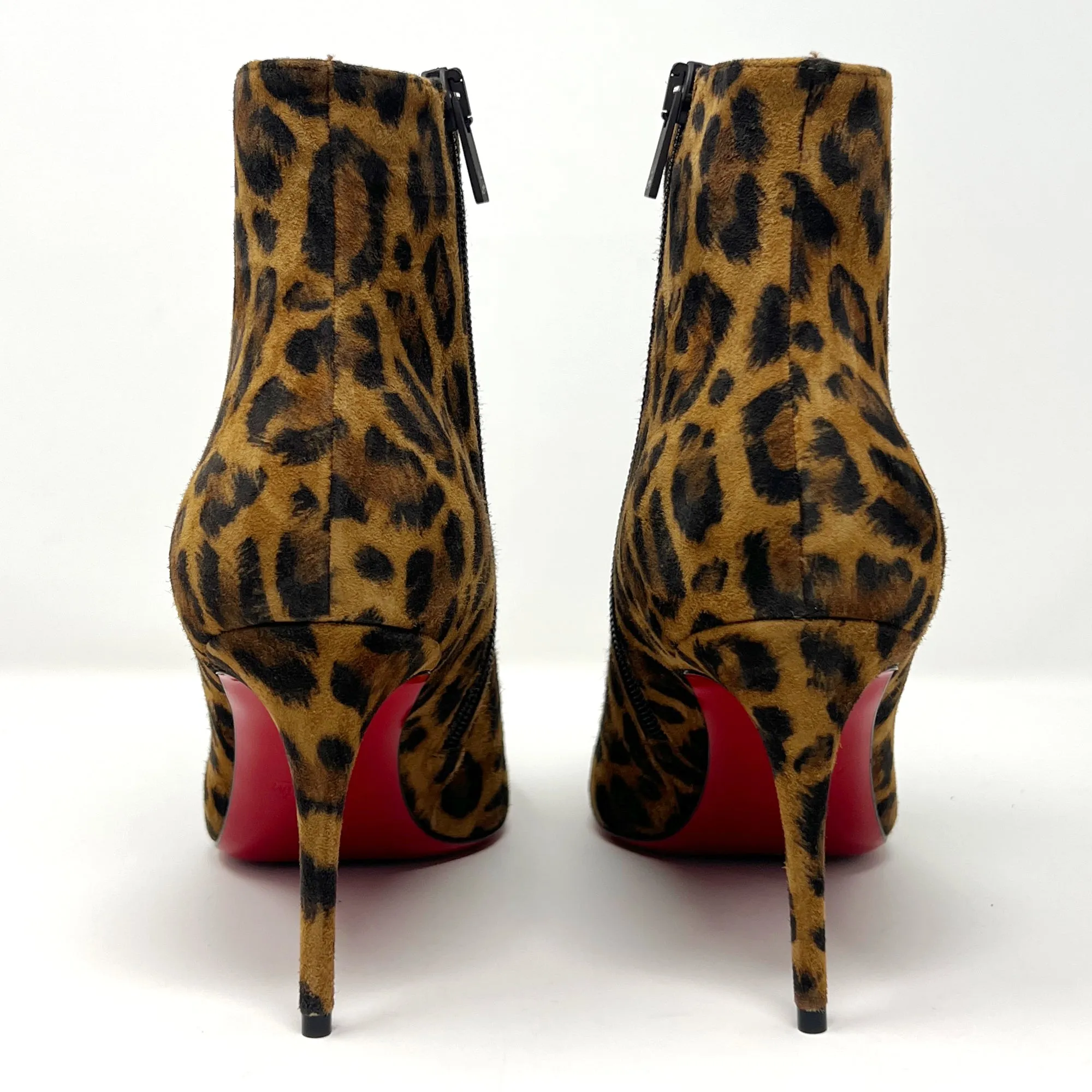 Christian Louboutin Eloise 85 Suede Leopard Animal Print Ankle Boot Heels Size Eu 38