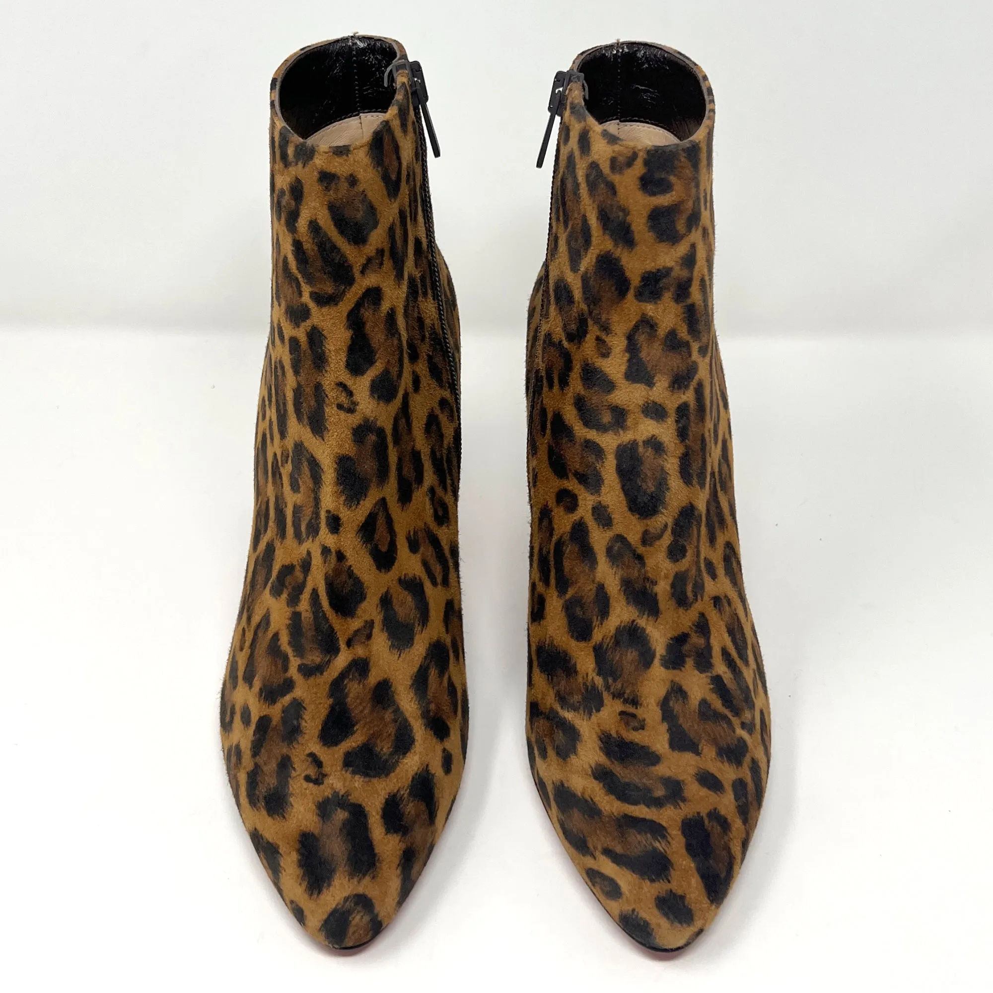 Christian Louboutin Eloise 85 Suede Leopard Animal Print Ankle Boot Heels Size Eu 38