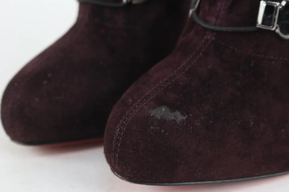 Christian Louboutin Women's 39 Maroon Suede Over The Knee Boots 1122cl22