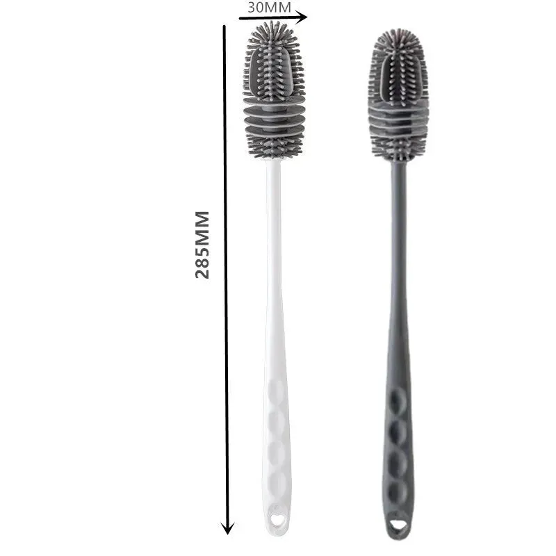 Cleaning Brush Long Handle Silicone Cup Scrub Brush Milk Bottle Water Bottle Cleaner Glass Cup Cleaning Brush Kitchen Cleaning Tools