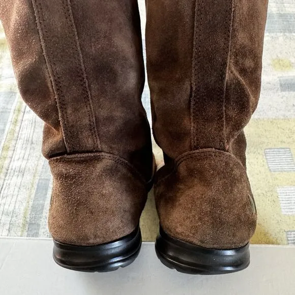 Coach Tatum Brown Genuine Suede Signature Wool Logo Cuff Women Boots Sz 6M