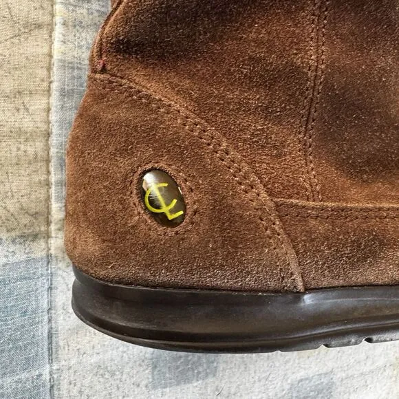 Coach Tatum Brown Genuine Suede Signature Wool Logo Cuff Women Boots Sz 6M