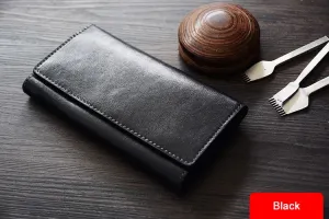 Custom Handmade Vegetable Tanned Italian Leather Long Wallet Money Purse Card Holder Wallet D051