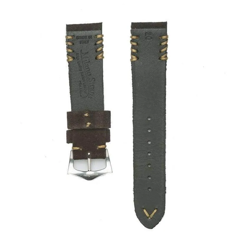 Dark Brown Suede Vintage Tribal Stitches