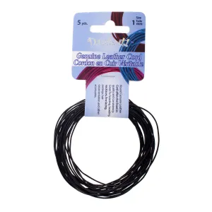 Dazzle-It Genuine Leather Cord 1mm Round Black 5yds